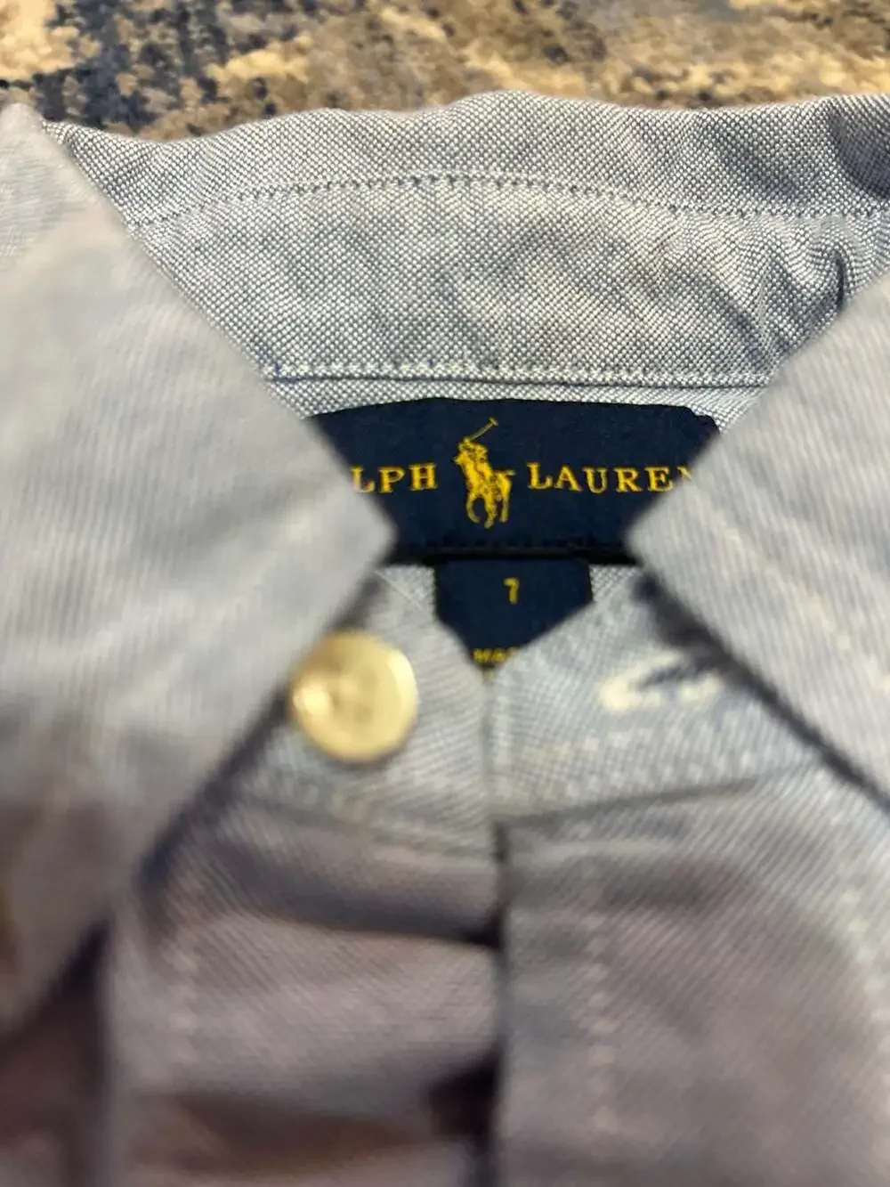 Ralph Lauren Button Down Shirt Size 7 Blue Oxford